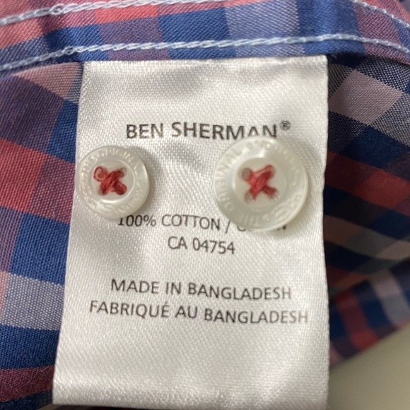 Ben Sherman The House Gingham Short Sleeve Button Down Shirt Medium - Picture 9 of 9